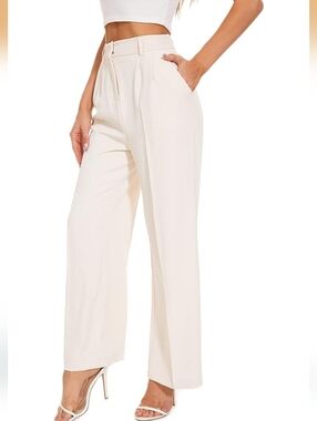 FUNYYZO Wide Leg Pants Women's High Elastic Waisted in The Back Business Sz M
